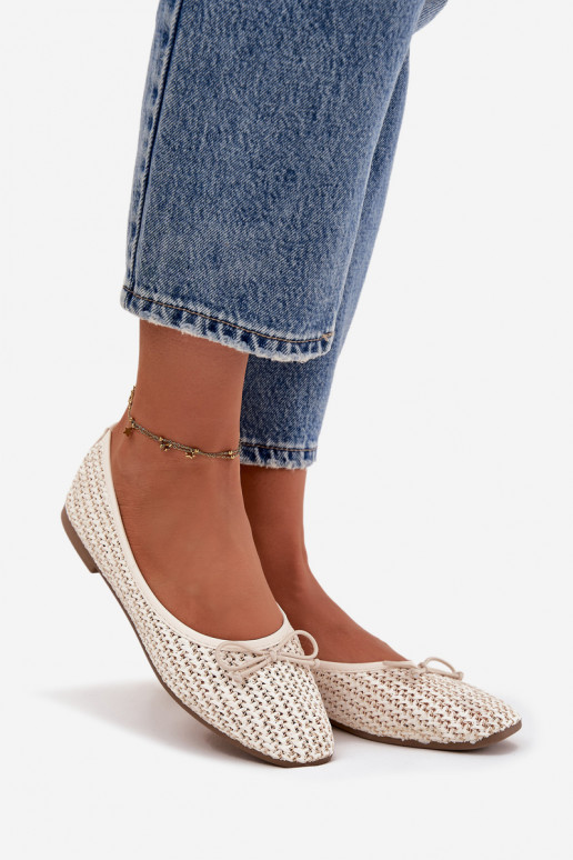 Ballerinas Met Vlecht I Kokardką ivoor Belirra