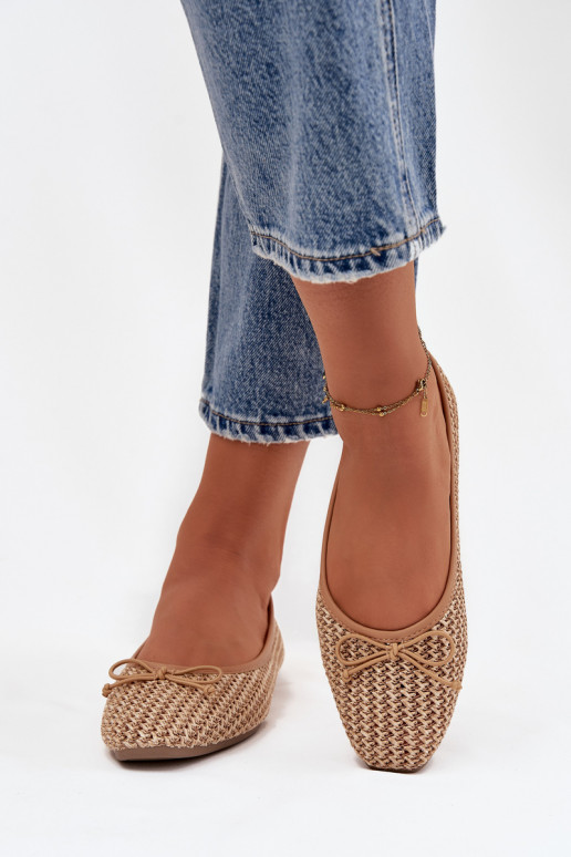 Ballerinas Met Vlecht I Kokardką bruine kleur Belirra