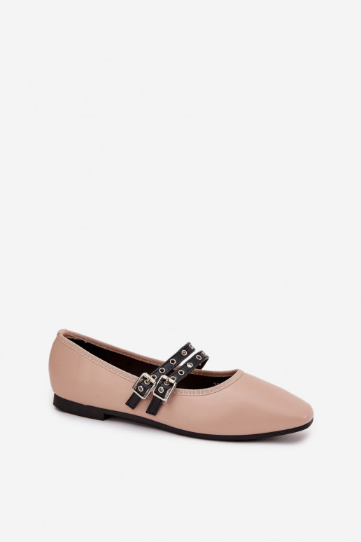 Ballerinas Dames Met Strepen beige Deliora