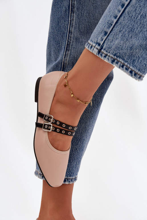 Ballerinas Dames Met Strepen beige Deliora