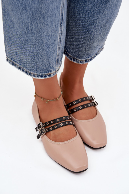 Ballerinas Dames Met Strepen beige Deliora