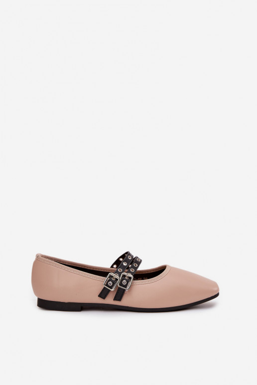 Ballerinas Dames Met Strepen beige Deliora