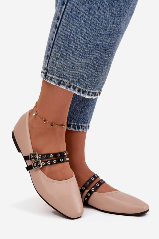 Ballerinas Dames Met Strepen beige Deliora