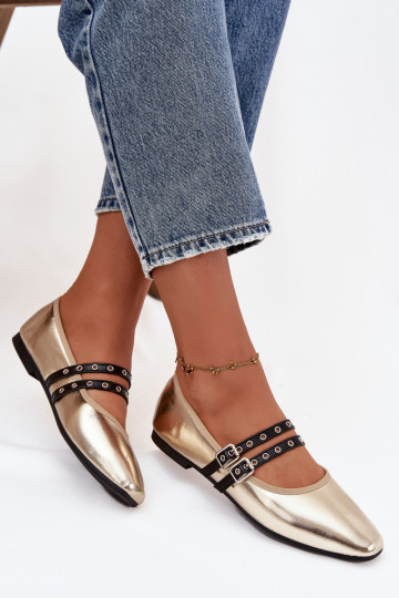 Ballerinas Dames Met Strepen gouden kleur Deliora