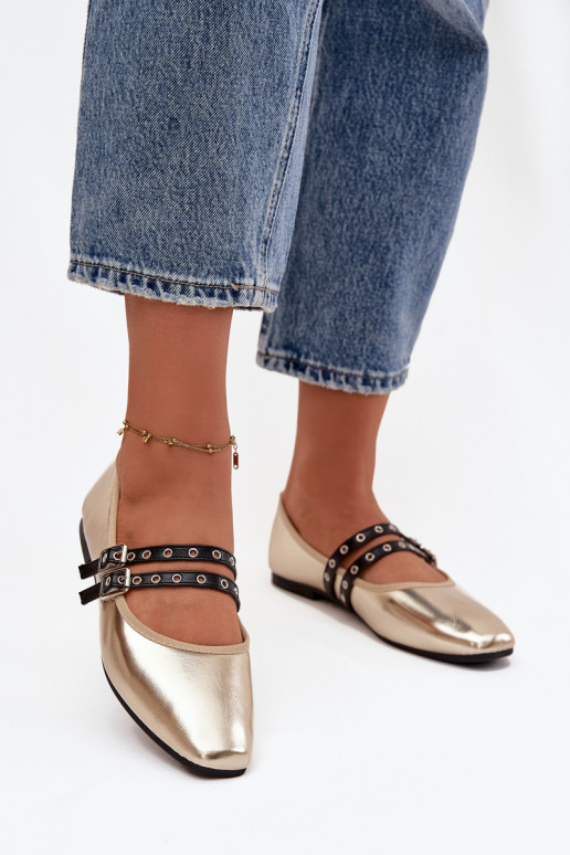 Ballerinas Dames Met Strepen gouden kleur Deliora