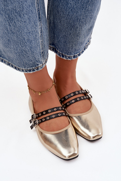 Ballerinas Dames Met Strepen gouden kleur Deliora