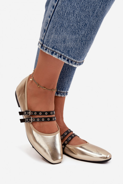 Ballerinas Dames Met Strepen gouden kleur Deliora