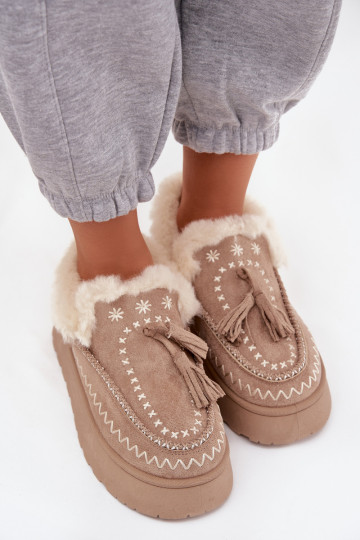 SneeuIn laarzen Dames met platform met bont En Randen beige Ferayne