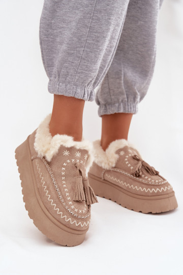 SneeuIn laarzen Dames met platform met bont En Randen beige Ferayne 2