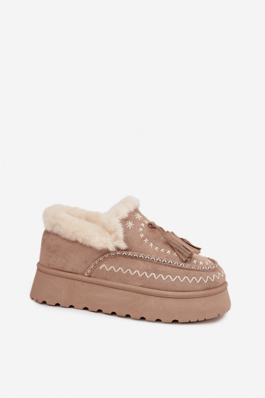 SneeuIn laarzen Dames met platform met bont En Randen beige Ferayne