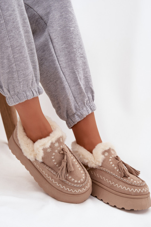 SneeuIn laarzen Dames met platform met bont En Randen beige Ferayne