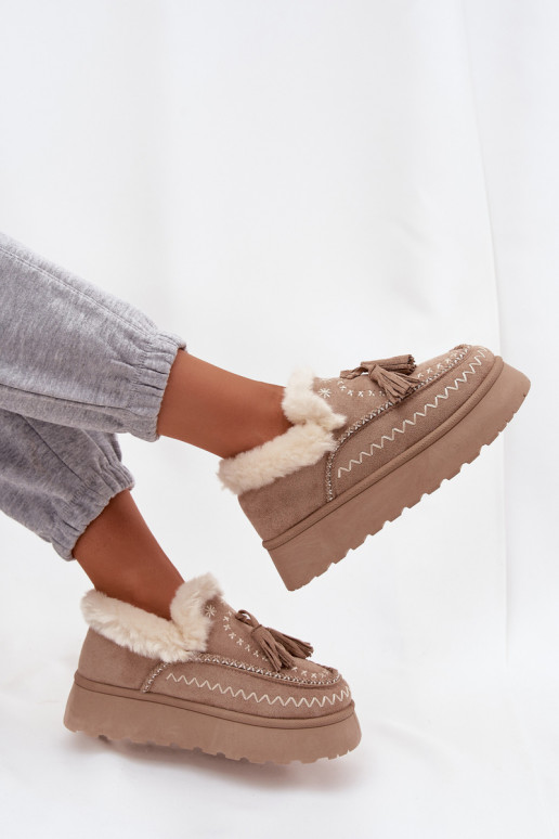 SneeuIn laarzen Dames met platform met bont En Randen beige Ferayne