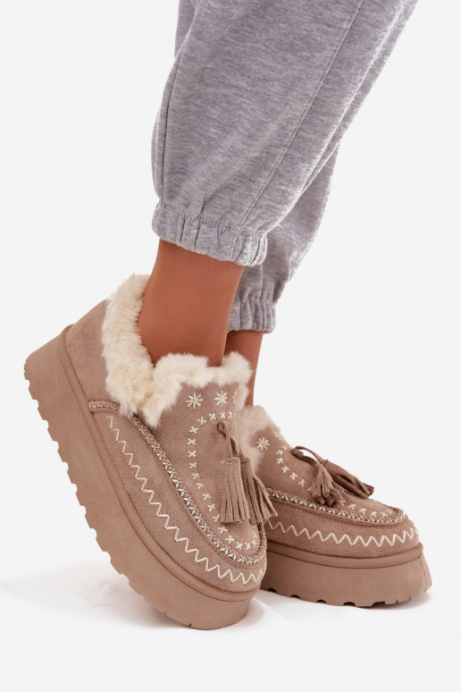 SneeuIn laarzen Dames met platform met bont En Randen beige Ferayne