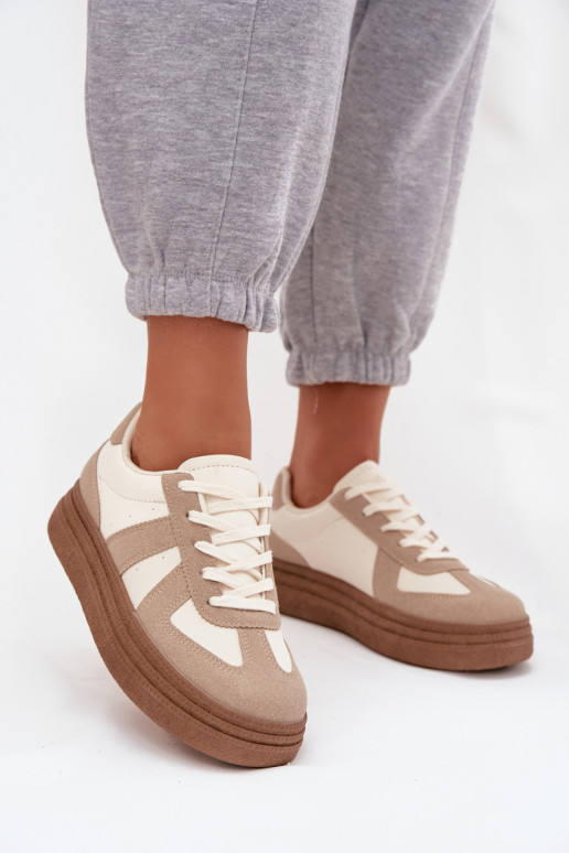 Sneakers model schoenen Dames met platform beige Dovina