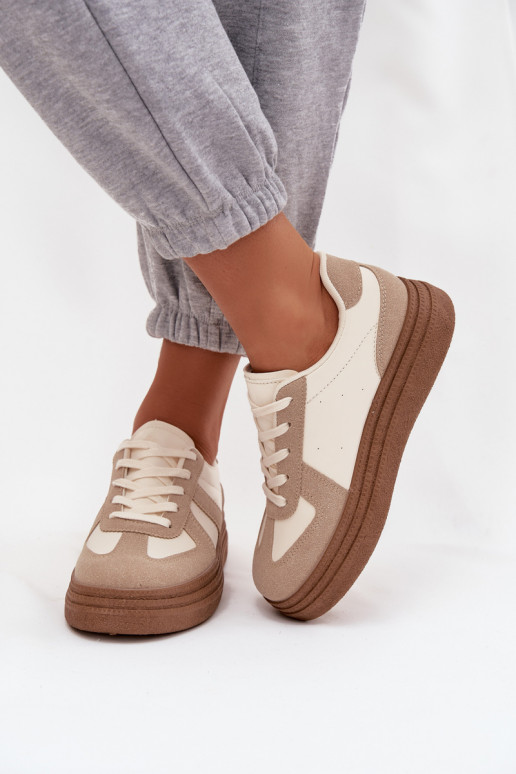 Sneakers model schoenen Dames met platform beige Dovina