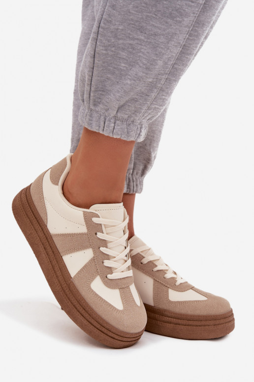 Sneakers model schoenen Dames met platform beige Dovina