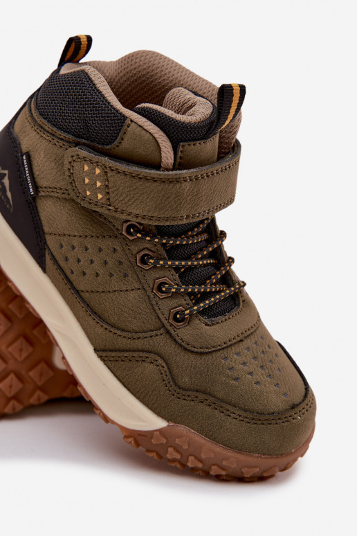 Inandelschoenen Kinderen met zelfklevende bevestigingsmiddelen kaki kleuren Pavisse