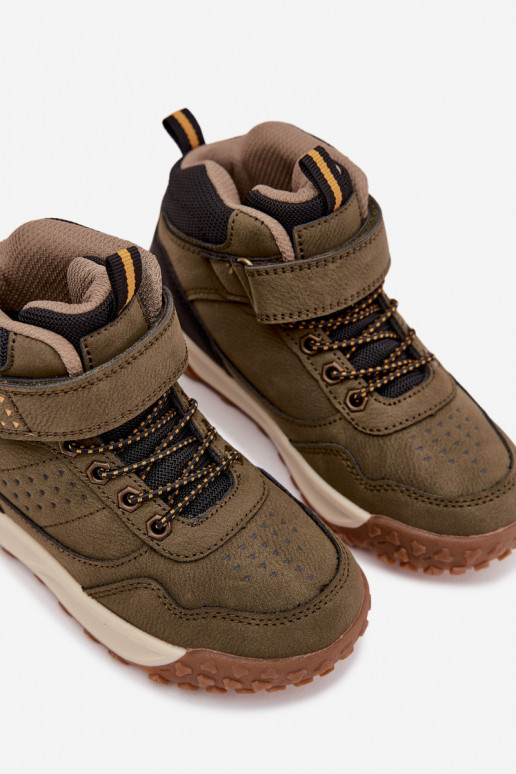 Inandelschoenen Kinderen met zelfklevende bevestigingsmiddelen kaki kleuren Pavisse