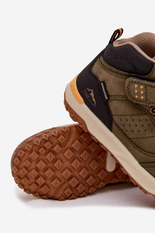 Inandelschoenen Kinderen met zelfklevende bevestigingsmiddelen kaki kleuren Pavisse