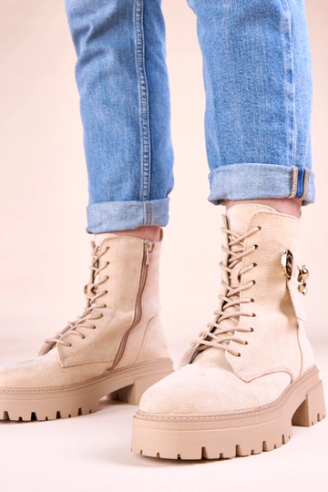 Beige damescargobroek met...