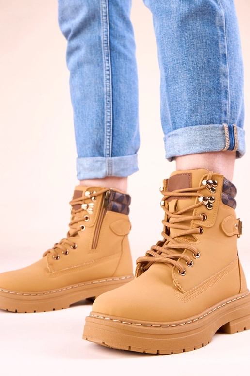 Bruine warme cargobroek van matte...