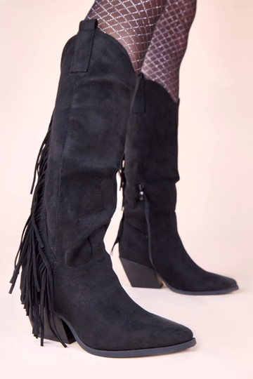 Zwarte cowboylaarzen met franjes Misa 2