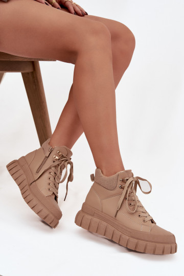 Dames opInarmen Laarzen schoenen met platform bruine kleur Carenna