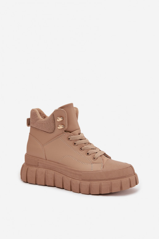 Dames opInarmen Laarzen schoenen met platform bruine kleur Carenna