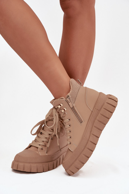 Dames opInarmen Laarzen schoenen met platform bruine kleur Carenna