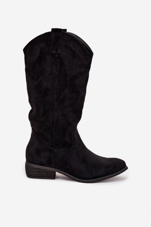 laarzen coInboystijl Op een lage hakvan eco-suèdeu zInart Cherrie