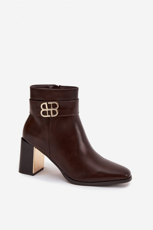 Dameslaarzen met riemen I gouden kleurm Detalem CzekoladoIne Galinne