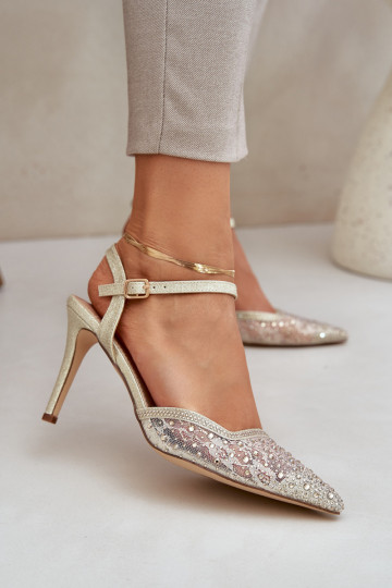 Versierd Hakken met open hiel gouden kleur Opnadra