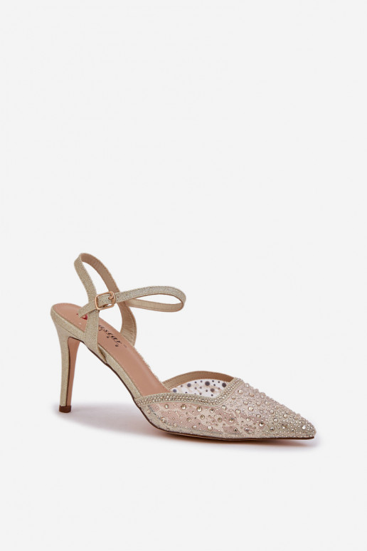 Versierd Hakken met open hiel gouden kleur Opnadra