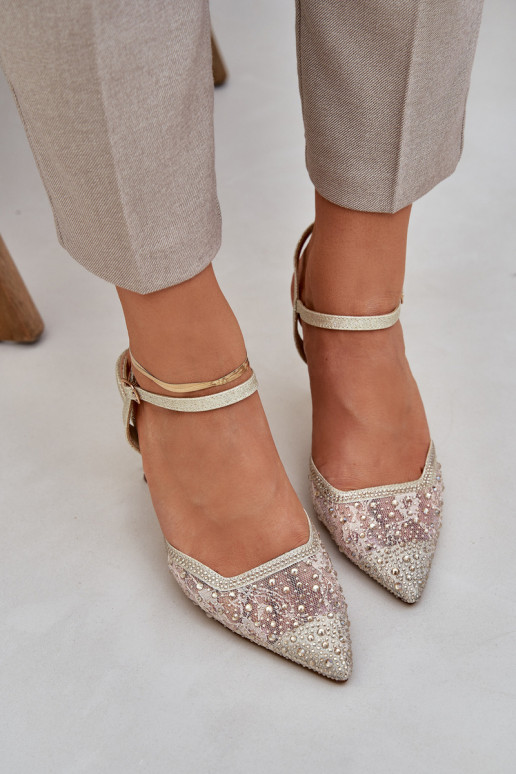 Versierd Hakken met open hiel gouden kleur Opnadra