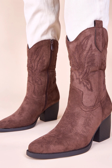 Bruine cowboy laarsjes met decoratieve geborduurde applicatie Cassa
