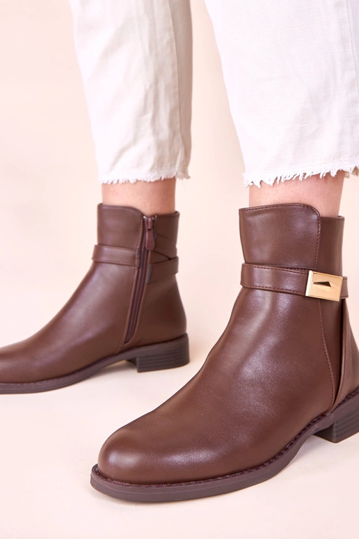 Bruine klassieke enkellaarsjes met...