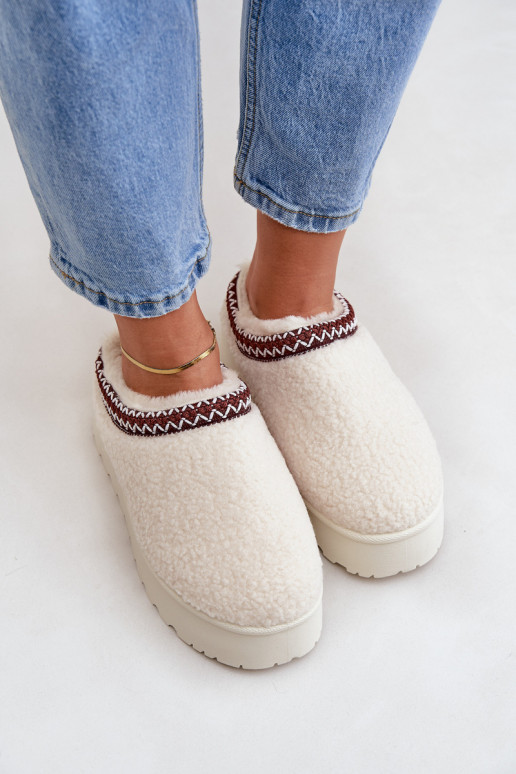 SneeuIn laarzen Slippers met platform met bont Typu Baranek ivoor Ovirissa