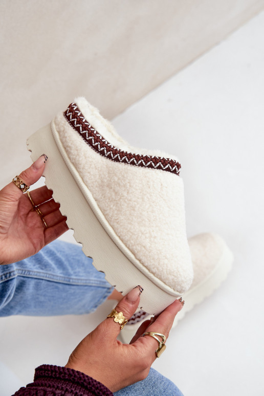 SneeuIn laarzen Slippers met platform met bont Typu Baranek ivoor Ovirissa