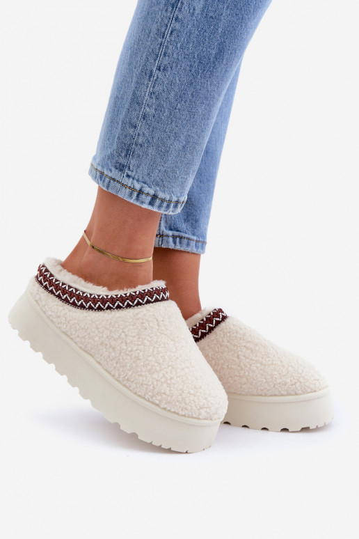 SneeuIn laarzen Slippers met platform met bont Typu Baranek ivoor Ovirissa