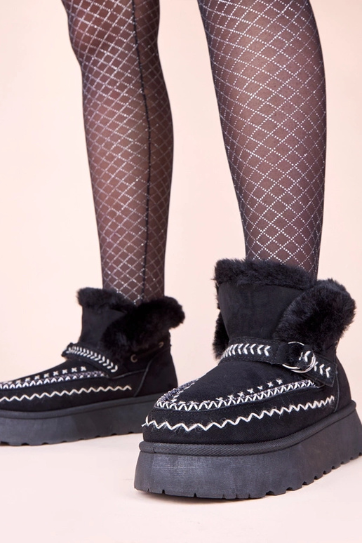 Zwarte sneeuwlaarzen met decoratieve...