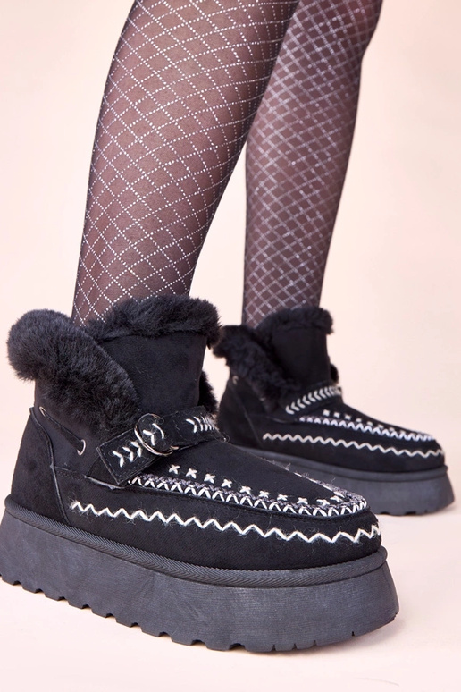 Zwarte sneeuwlaarzen met decoratieve...