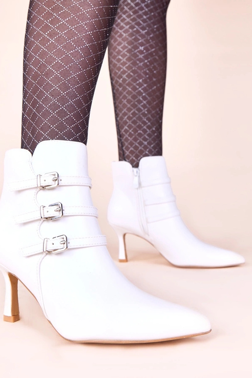 Witte hoge hak laarzen met...
