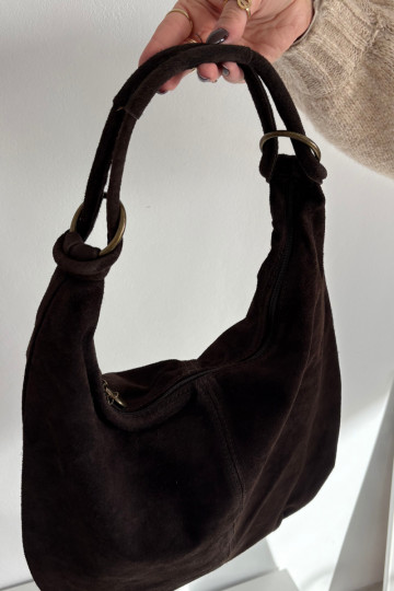 Chocolade kunstsuède handtas Floriah