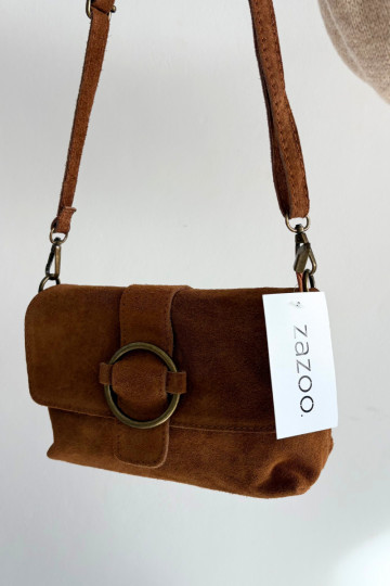 Kleine kunstsuède handtas in bruin Jessel 2