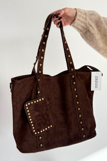 Dameshandtas met decoratie in chocoladekleur Kynelle