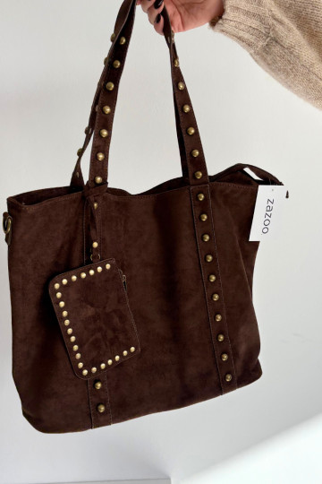 Dameshandtas met decoratie in chocoladekleur Kynelle 2