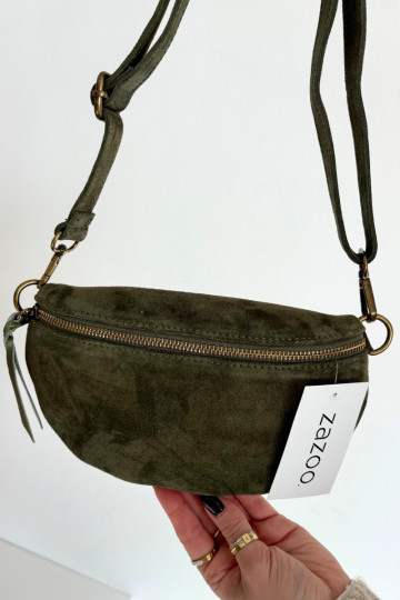 Skórzana van suèdeoIna Handtas op de romp groente INessa