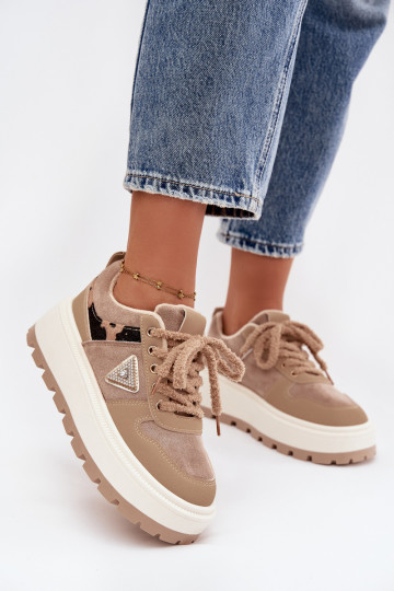 opInarmen Sneakers model schoenen Dames met platform beige Florinda 2