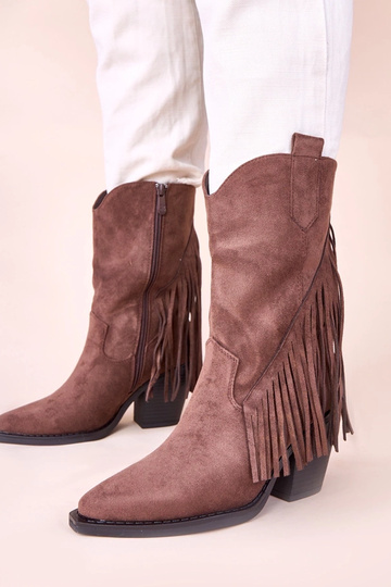 Bruine cowboylaarzen met franjes Elama 2