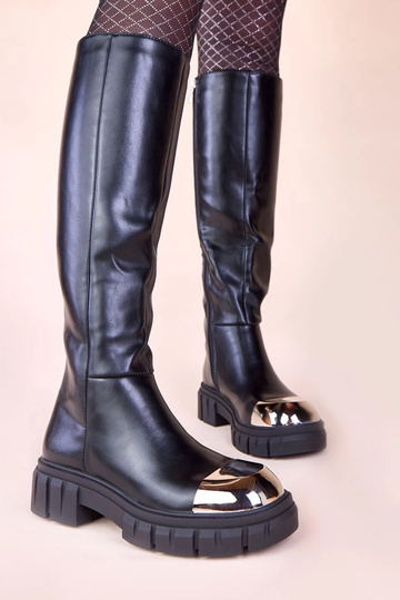 Zwarte lange laarzen met... 2